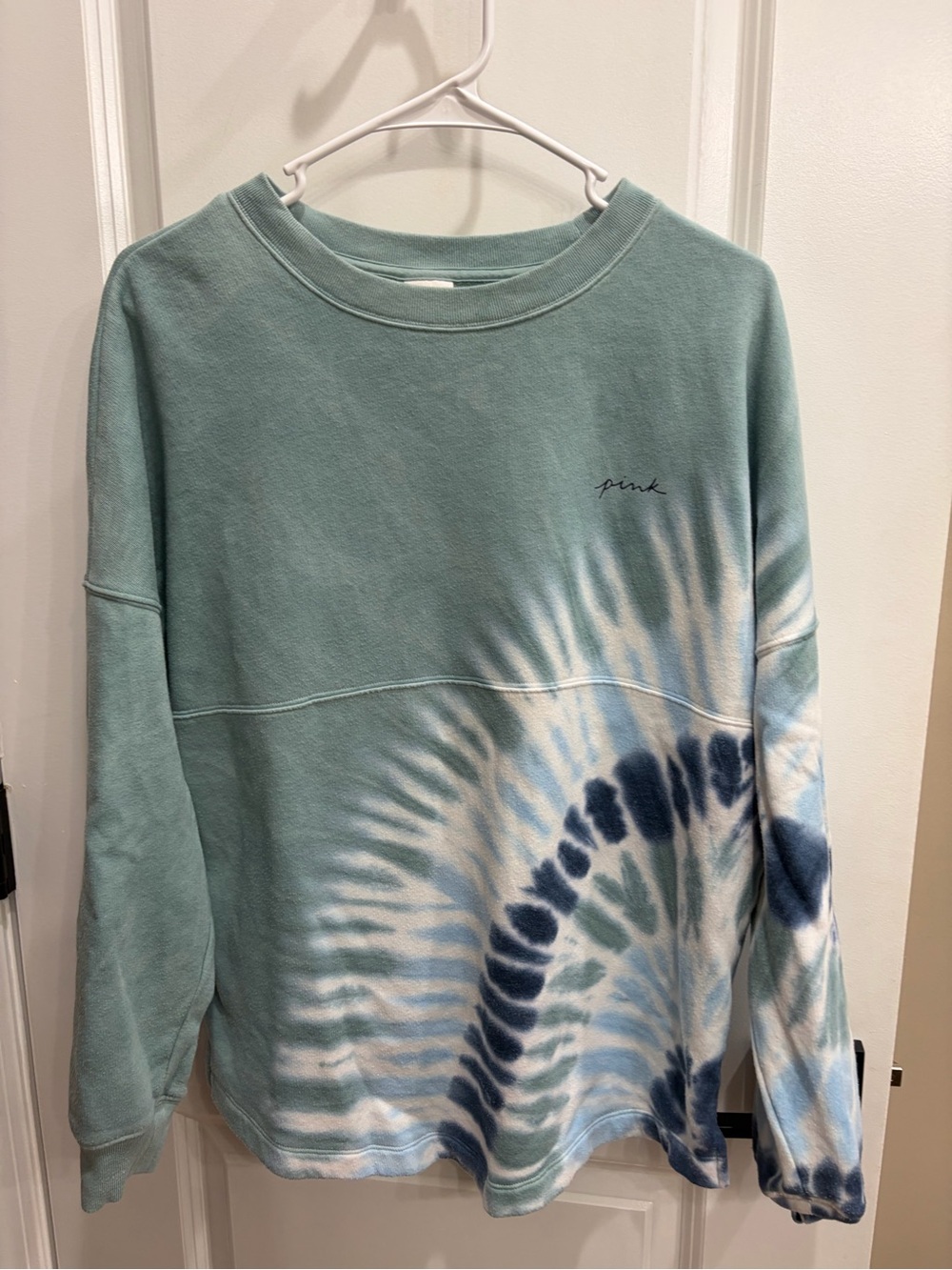 Victoria’s Secret PINK Tie-Dye Crewneck Sweatshirt - Seafoam Blue